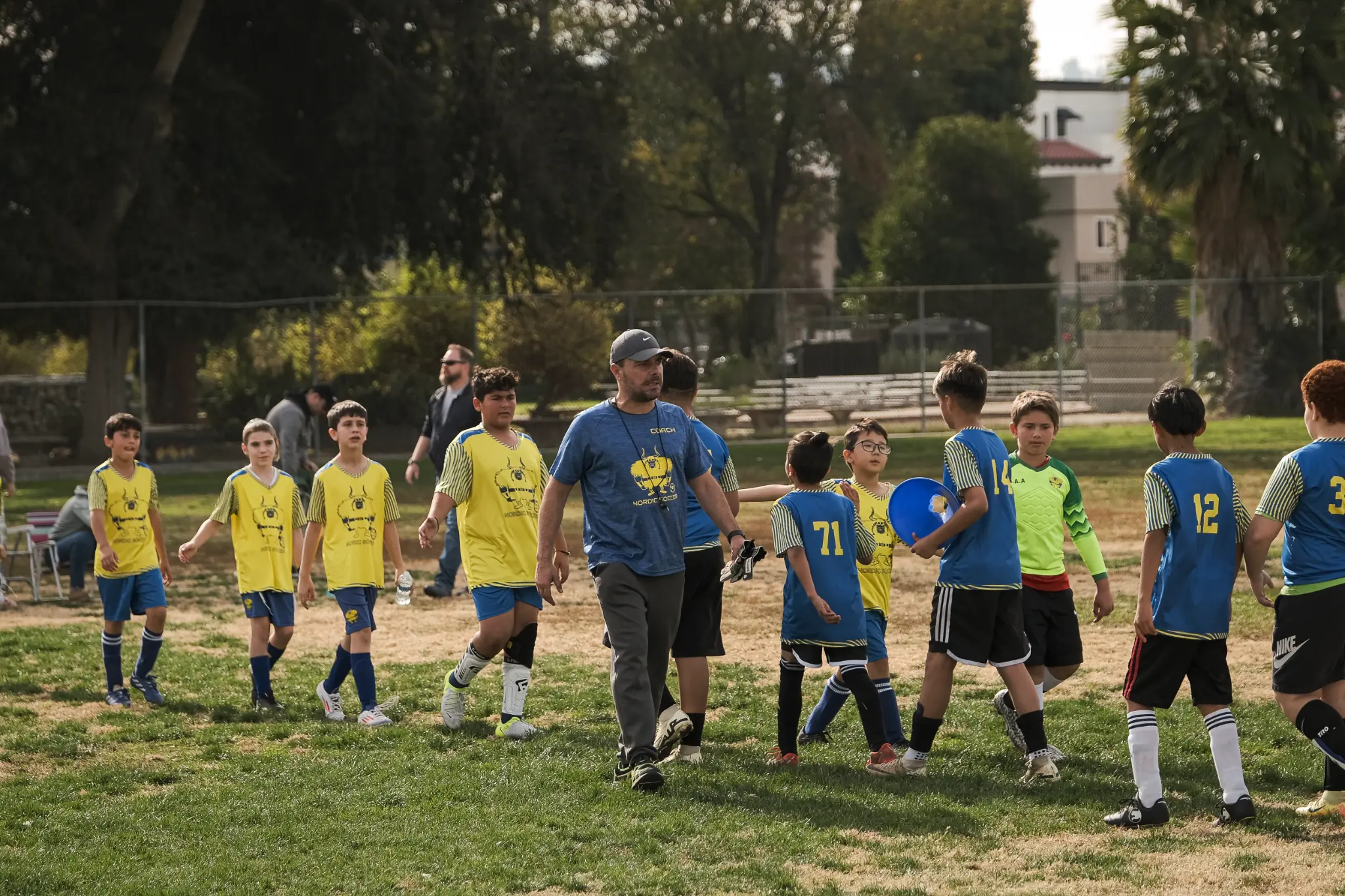 Nordic Soccer goalkeeper training session with professional coaching at Louis Armstrong Middle School field in Sherman Oaks